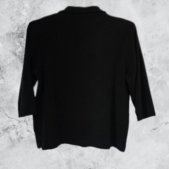 Merona Black Collared 3/4 Sleeve Women's Top - 16W/18W - Picture 3 of 6